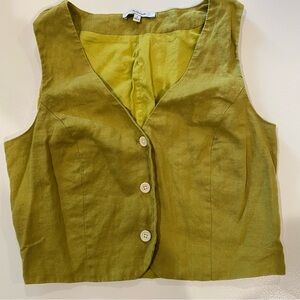 Madewell Olive Sleeveless Button-Down Top